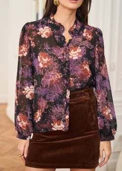 Motus Boutique Chemises & Blouses^Chemise Manuela ImpriméFondNoir-ChemiseManuela