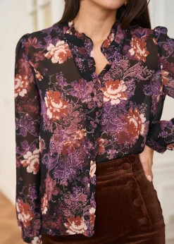 Motus Boutique Chemises & Blouses^Chemise Manuela ImpriméFondNoir-ChemiseManuela