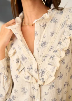 Motus Boutique Chemises & Blouses^Chemise Sam FleuriFondBeige-ChemiseSam
