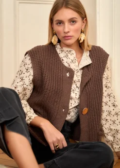 Motus Boutique Mailles^Gilet Ambre Marron-GiletAmbre