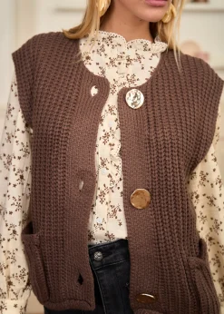 Motus Boutique Mailles^Gilet Ambre Marron-GiletAmbre
