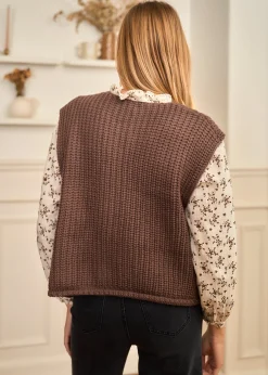 Motus Boutique Mailles^Gilet Ambre Marron-GiletAmbre