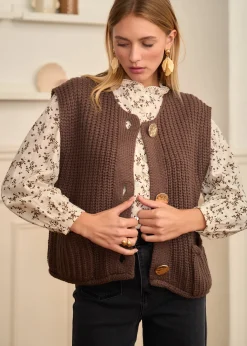 Motus Boutique Mailles^Gilet Ambre Marron-GiletAmbre