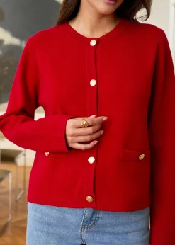 Motus Boutique Mailles^Gilet Audrey Rouge-GiletAudrey