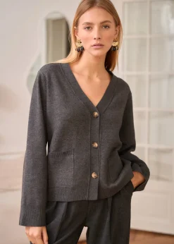 Motus Boutique Mailles^Gilet Céleste Gris-GiletCéleste