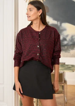 Motus Boutique Mailles^Gilet Eliot LéopardBordeaux-GiletEliot