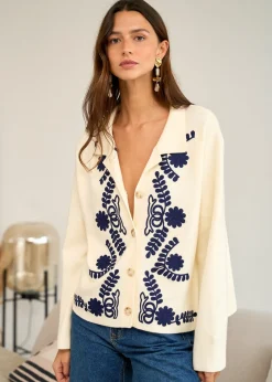 Motus Boutique Mailles^Gilet Livia BeigeMarine-GiletLivia