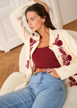 Motus Boutique Mailles^Gilet Livia EcruBordeaux-GilietLivia