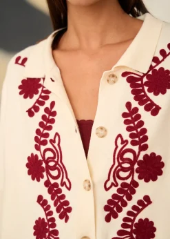 Motus Boutique Mailles^Gilet Livia EcruBordeaux-GilietLivia