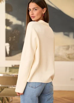 Motus Boutique Mailles^Gilet Livia EcruBordeaux-GilietLivia