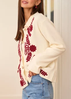 Motus Boutique Mailles^Gilet Livia EcruBordeaux-GilietLivia