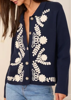 Motus Boutique Mailles^Gilet Livia MarineEcru-GilietLivia