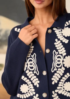 Motus Boutique Mailles^Gilet Livia MarineEcru-GilietLivia