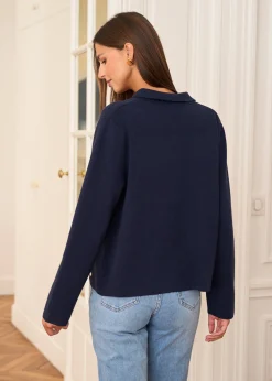 Motus Boutique Mailles^Gilet Livia MarineEcru-GilietLivia