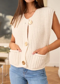 Motus Boutique Mailles^Gilet Lola Ecru-GiletLola
