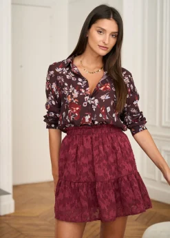 Motus Boutique Jupes & Shorts^Jupe Lou FleuriFondBordeaux-JupeLou