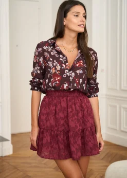 Motus Boutique Jupes & Shorts^Jupe Lou FleuriFondBordeaux-JupeLou