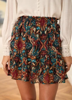 Motus Boutique Jupes & Shorts^Jupe Lou MotifCamelVertNoir-JupeLou