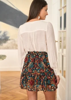 Motus Boutique Jupes & Shorts^Jupe Lou MotifCamelVertNoir-JupeLou