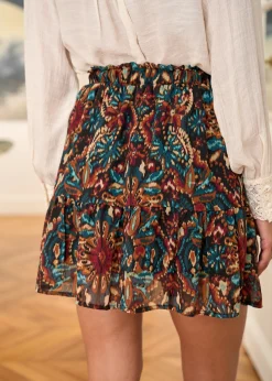 Motus Boutique Jupes & Shorts^Jupe Lou MotifCamelVertNoir-JupeLou