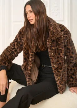 Motus Boutique Vestes & Manteaux^Manteau Camille LéopardMarron-ManteauCamille