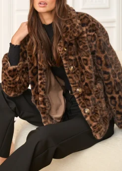 Motus Boutique Vestes & Manteaux^Manteau Camille LéopardMarron-ManteauCamille