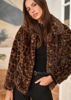 Motus Boutique Vestes & Manteaux^Manteau Camille LéopardMarron-ManteauCamille