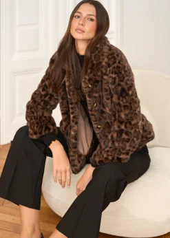 Motus Boutique Vestes & Manteaux^Manteau Camille LéopardMarron-ManteauCamille