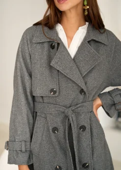 Motus Boutique Vestes & Manteaux^Manteau Isia Gris-ManteauIsia