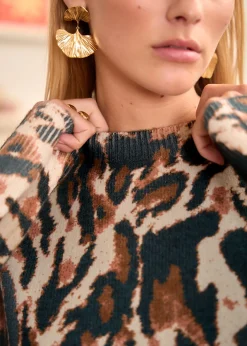 Motus Boutique Mailles^Pull Isée AnimalFondEcru-PullIsée