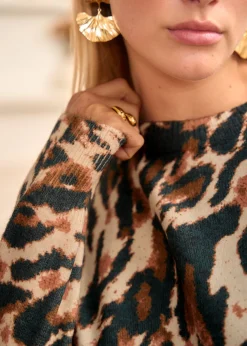 Motus Boutique Mailles^Pull Isée AnimalFondEcru-PullIsée