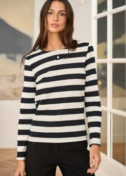 Motus Boutique Mailles^Pull Lola RayéNoirEcru-PullLola