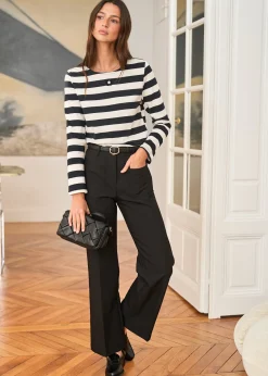 Motus Boutique Mailles^Pull Lola RayéNoirEcru-PullLola