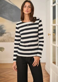 Motus Boutique Mailles^Pull Lola RayéNoirEcru-PullLola