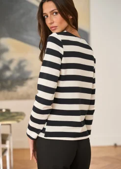 Motus Boutique Mailles^Pull Lola RayéNoirEcru-PullLola