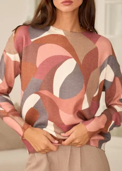 Motus Boutique Mailles^Pull Noa ImpriméRoseCamelRouille-PullNoa