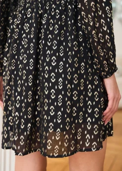 Motus Boutique Robes^Robe Diane ImpriméNoirDoré-RobeDiane