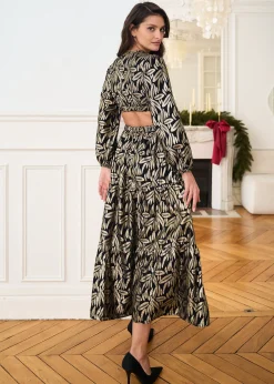 Motus Boutique Robes^Robe Manon ImpriméDoréFondNoir-RobeManon