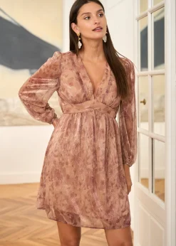 Motus Boutique Robes^Robe Marjolaine MotifBeigeRose-RobeMarjolaine