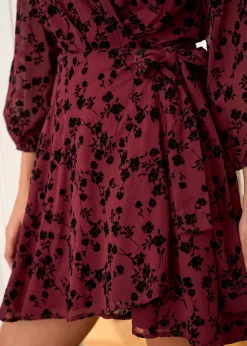 Motus Boutique Robes^Robe Mila FleuriBordeauxNoir-RobeMila