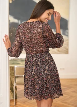 Motus Boutique Robes^Robe Méline MotifsFondNoir-RobeMéline