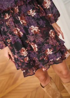 Motus Boutique Robes^Robe Noela ImpriméFondNoir-RobeNoela