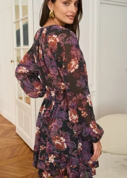 Motus Boutique Robes^Robe Noela ImpriméFondNoir-RobeNoela