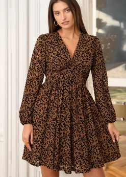 Motus Boutique Robes^Robe Océane LéopardCamel-RobeOcéane