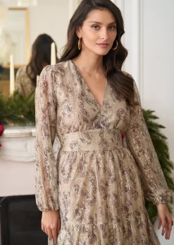 Motus Boutique Robes^Robe Perrine ImpriméBeigeDoré-RobePerrine