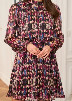 Motus Boutique Robes^Robe Rozen ImpriméFondNoir-RobeRozen