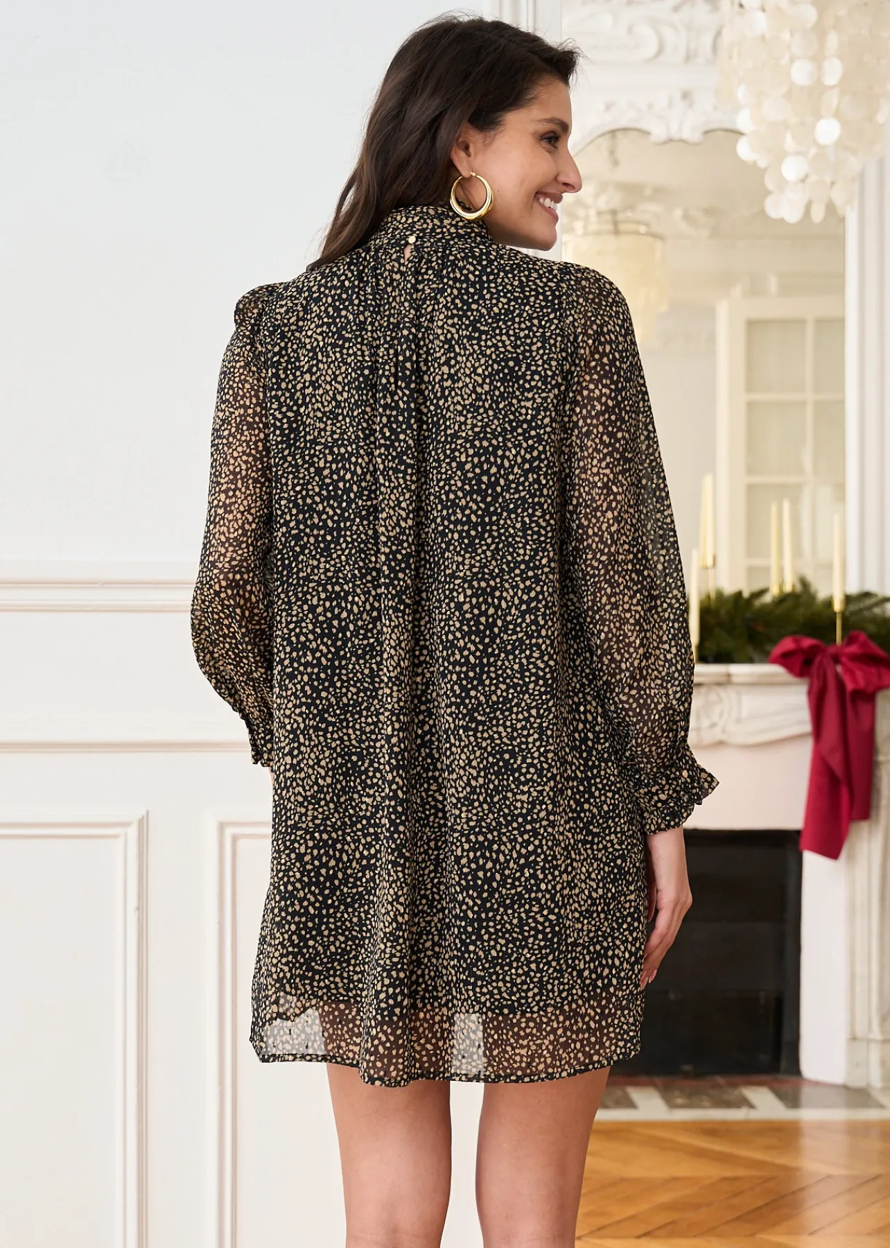 Motus Boutique Robes^Robe Violette ImpriméMarronNoir-RobeViolette