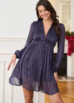 Motus Boutique Robes^Robe Zoé ImpriméMarronBleu-RobeZoé