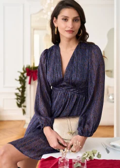 Motus Boutique Robes^Robe Zoé ImpriméMarronBleu-RobeZoé