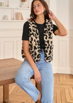 Motus Boutique Vestes & Manteaux^Veste Harris LéopardNoirBeige-GiletHarris